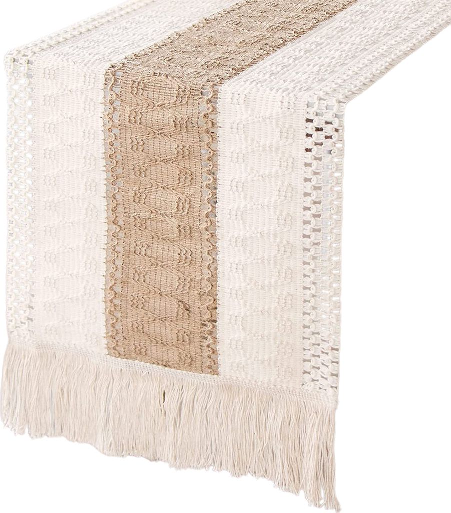 Tischläufer mit Quasten, hohles Design, schützende Tischdecke für Esstisch, Bauernhaus-Dekoration