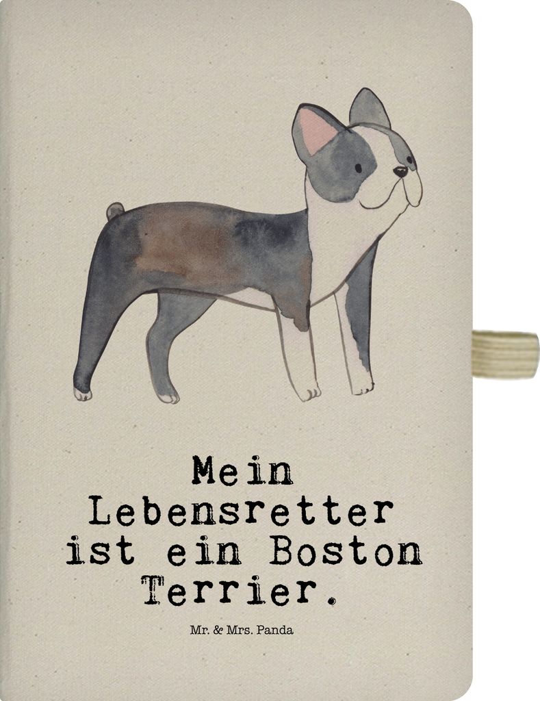 Mr. & Mrs. Panda notizbuch Boston Terrier Lebensretter - Transparent - Geschenk, Tagebuch, hardcover kladde, Reisetagebuch, Schreibbuch