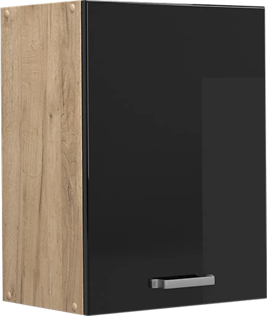 Vicco pensile da cucina R-Line, 45 cm, Nero lucido/Quercia dorata