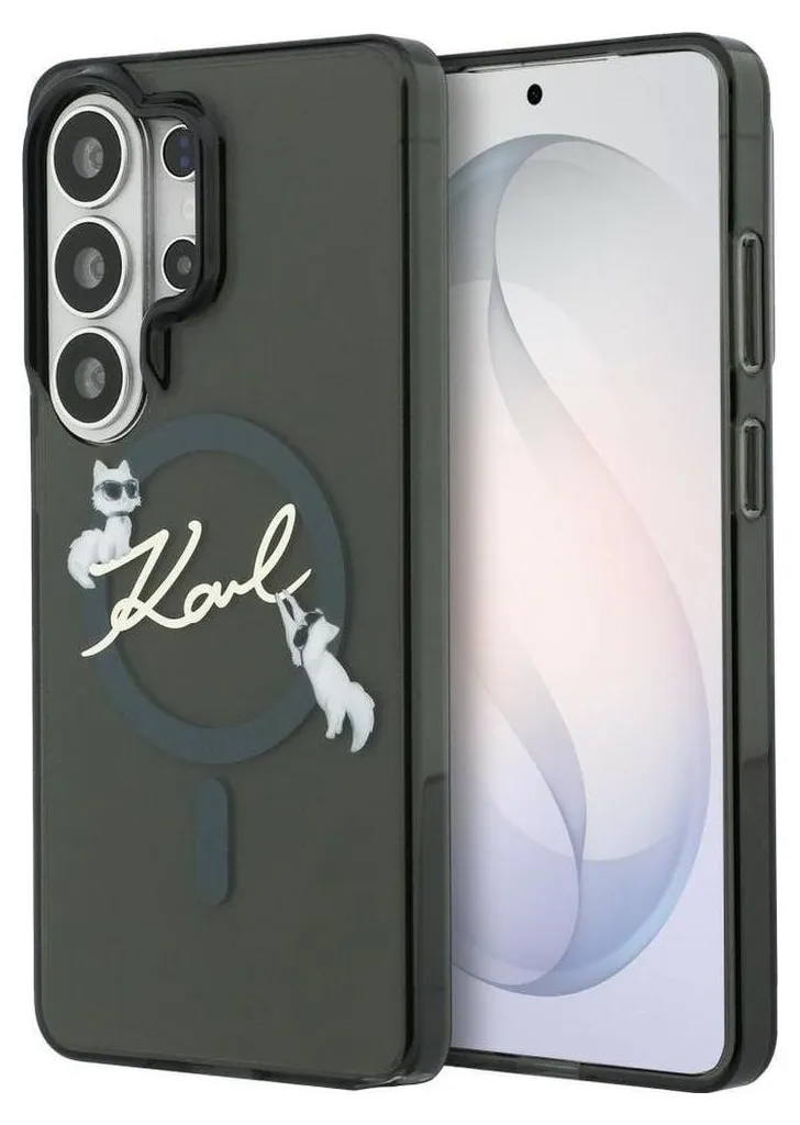 Cover Karl Lagerfeld Galaxy S26 Ultra trasparente nero MagSafe Logo gatto