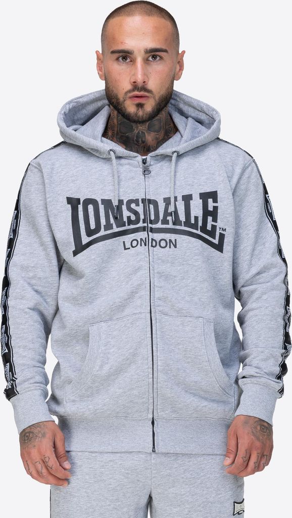 Herren Kapuzensweatjacke mit Reißverschluss normale Passform BIGTON Marl Grey/Black/White XXL Lonsdale