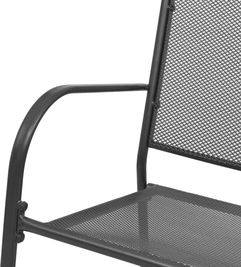 Banc de parc anthracite 108 cm avec dossier maille acier résistant