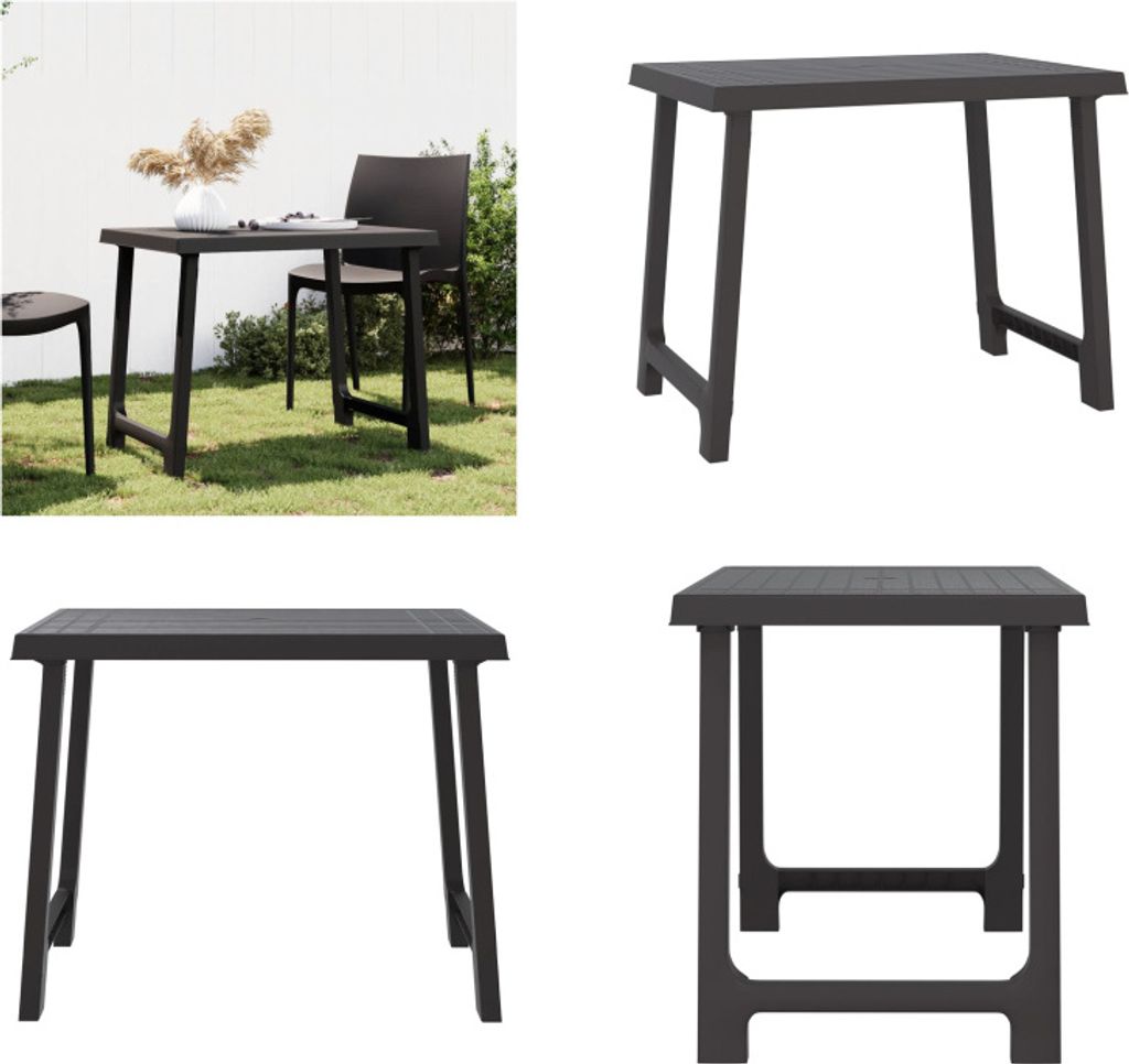 vidaXL Campingtisch Anthrazit 79x56x64 cm PP Holzoptik - Campingtisch - Campingtische - Couchtisch - Gartentisch