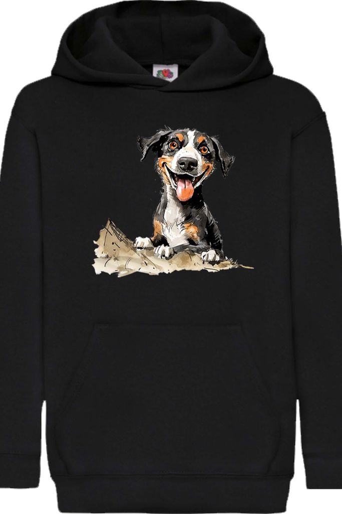 Kinder Kapuzenpullover Funny Dogs Breeds Entlebucher Mountain Dog Breed Dog Breed, 9-11 Jahr - 140 / Schwarz