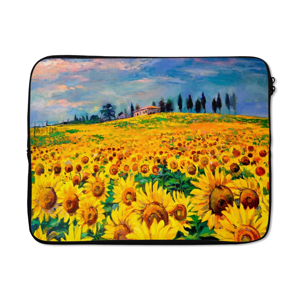MuchoWow Laptop Hülle 15 Zoll Gemälde - Sonnenblume - Ölfarbe - Blumen Laptoptasche - Laptoptasche - Sleeve - Rundum-Schutz
