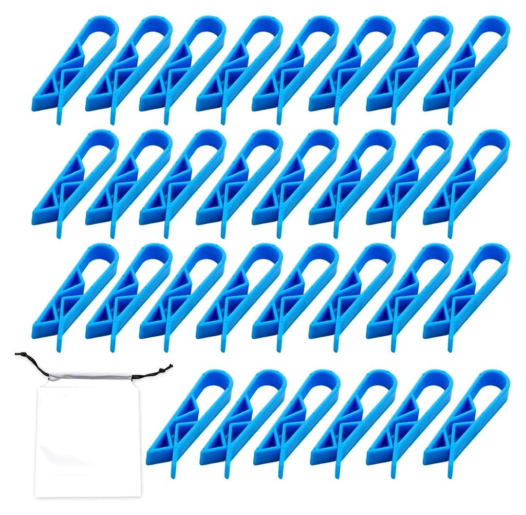 30 Mülleimer-Clips und 1 Aufbewahrungstasche, Müllbeutelhalter, rutschfeste Kunststoffklammer, Zubehör für Mülleimer