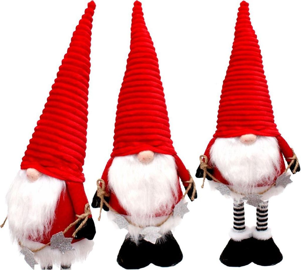 Weihnachtsmann Figur Rot 50–70 cm – Dekofigur mit silbernen Sternen auf Teleskopbeinen