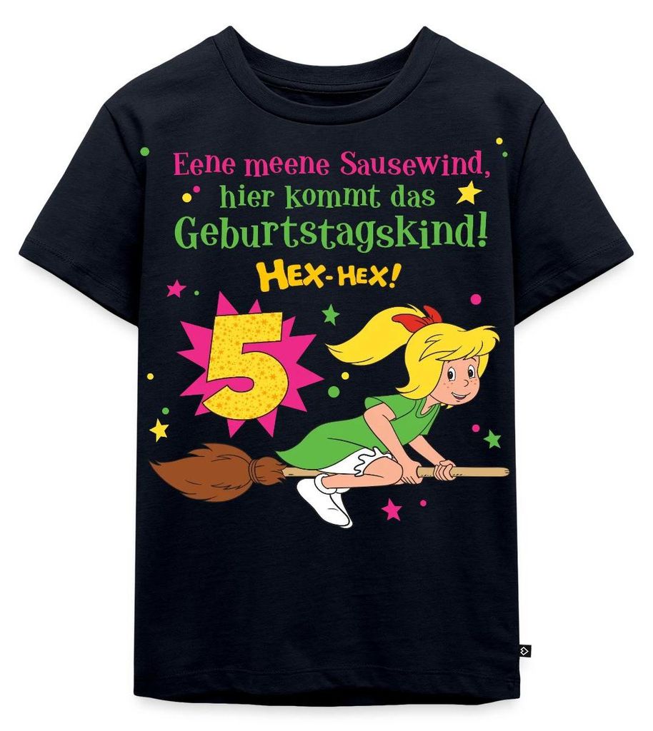 Spreadshirt Bibi Blocksberg Geburtstagsdesign 5 Jahre Kinder Premium T-Shirt, 134/140 (8 Jahre), Navy