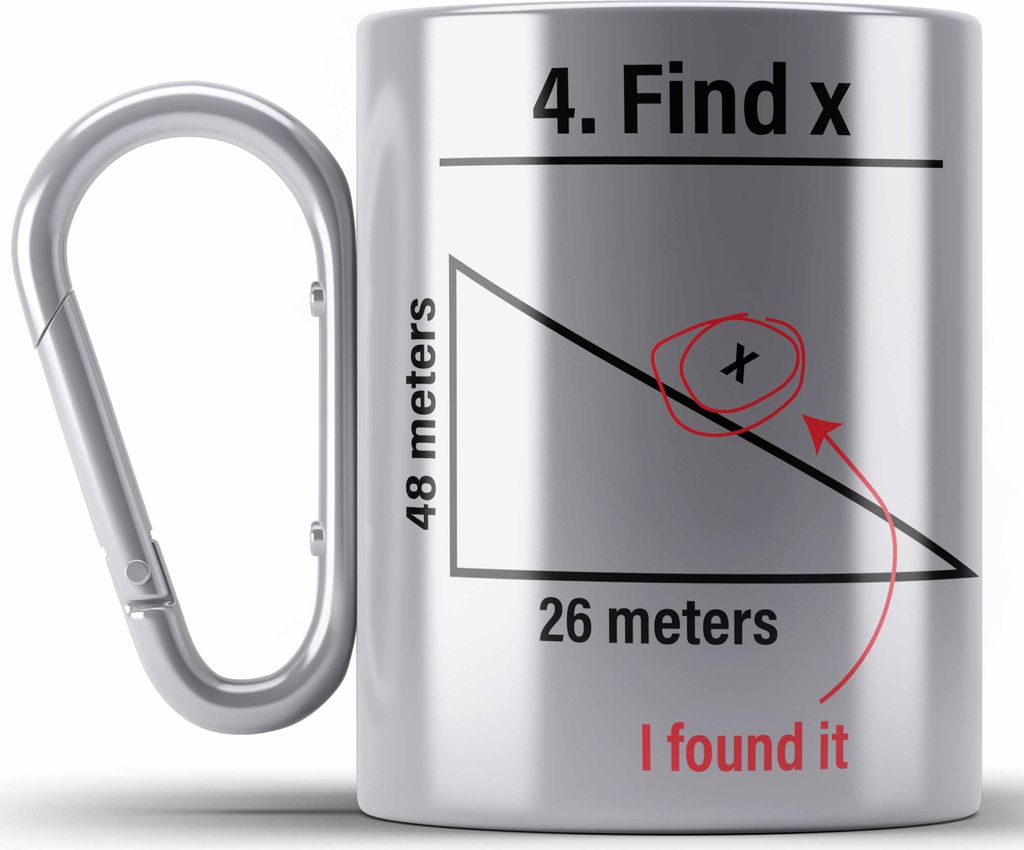 Trendation - Find X Lustige Edelstahl Tasse Karabiner Mathe Spruch Mathematiker Geschenkidee Mathestudent Lustig (Silber)