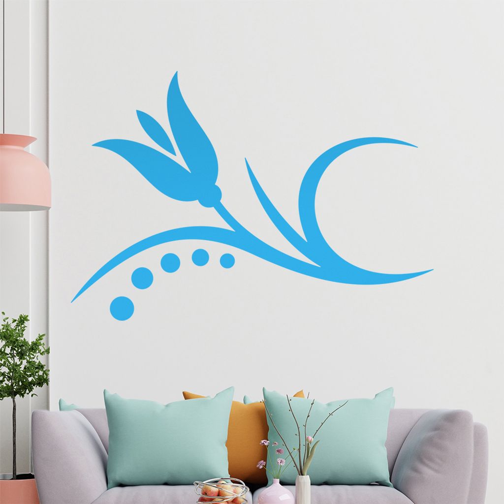 Blume - Linien Punkte Wandtattoo in 6 Größen - Wandaufkleber Wall Sticker - Dekoration, Küche, Wohnzimmer, Schlafzimmer, Badezimmer