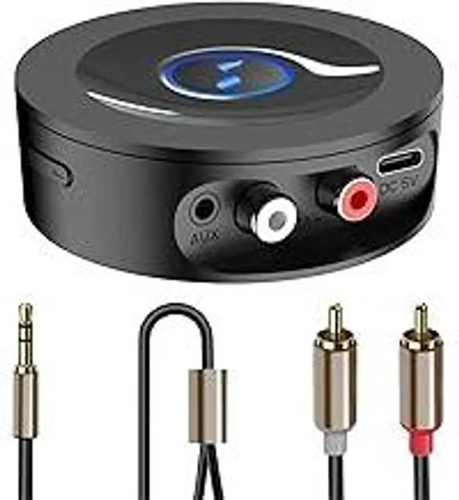 Ricevitore Bluetooth 5.2 per impianto stereo, adattatore Bluetooth AUX jack 3,5, ricevitore HiFi a livello lossless per altoparlanti, amplificatore con RCA Cinch, lunga portata, audio HD, bassa latenza