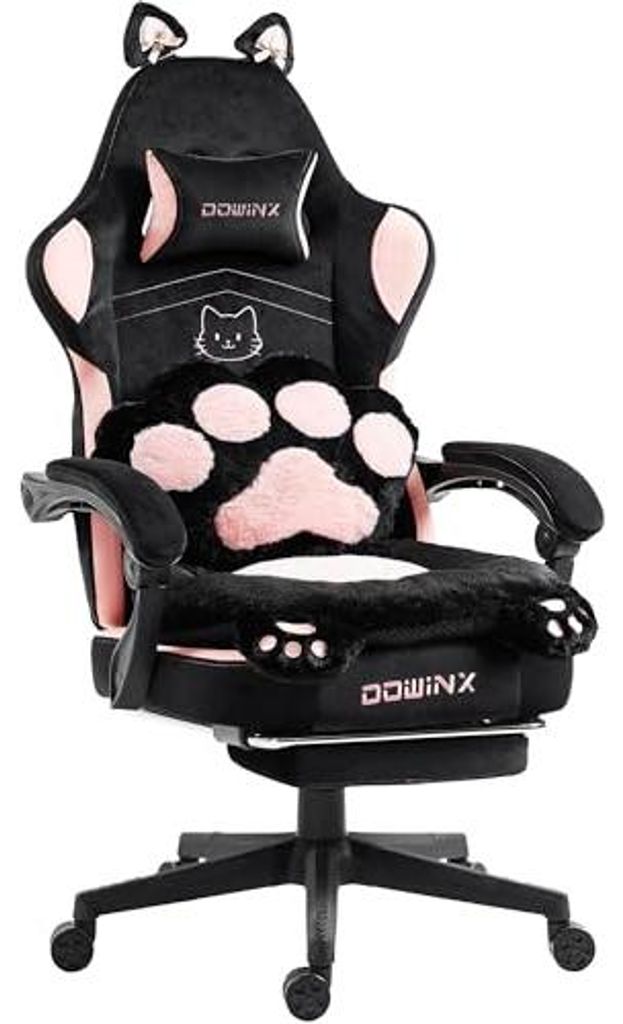 Gaming-Stuhl ergonomisch, Fußstütze, Stoff, verstellbar, Produktbild 