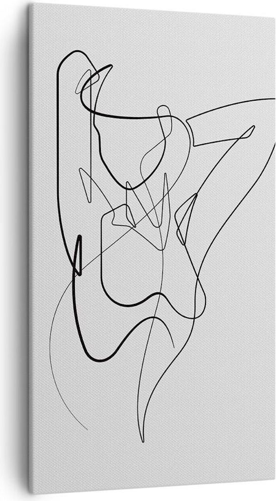Bild auf Leinwand - Leinwandbild - Einteilig - Frau Bleistift Linie - 45x80cm - Wand Bild - Wanddeko - Wandbilder - Leinwanddruck - Bilder - Wandde...