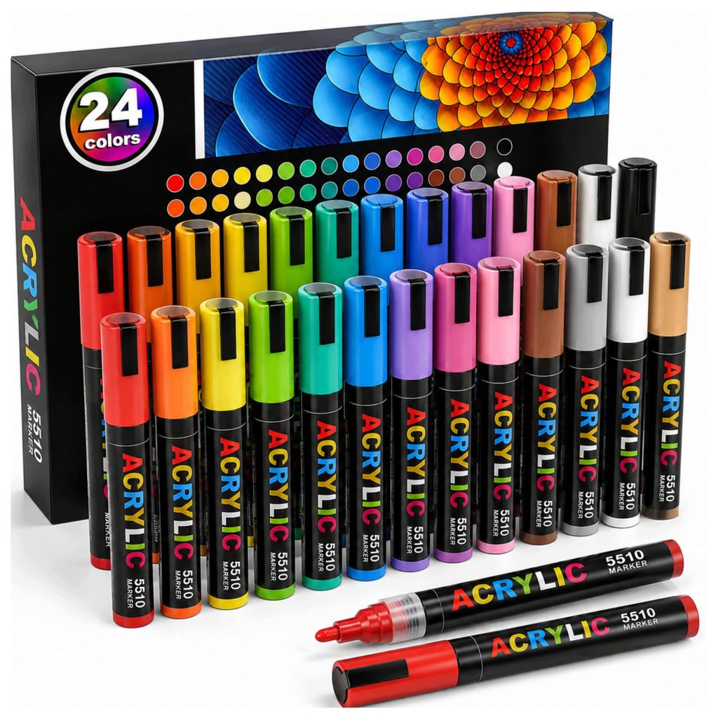 Acrylmarker Zandor 24 Farben wasserfest 4 mm für Stein Glas Produktbild 