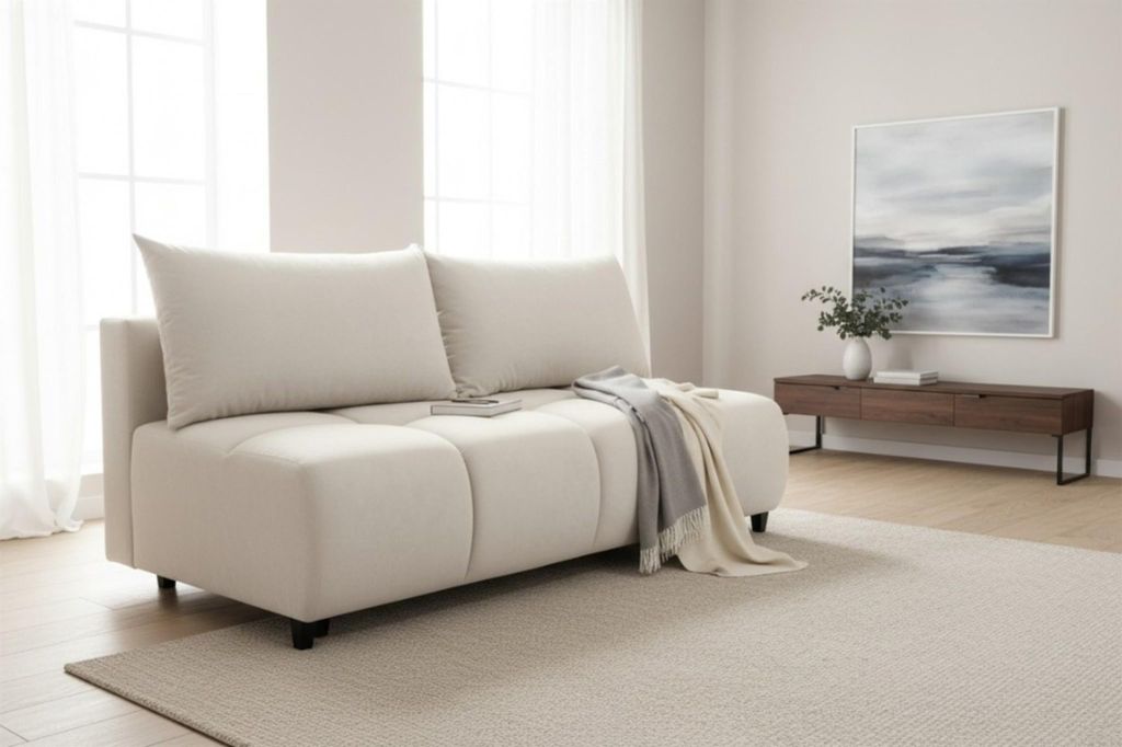 Sofa 3-Sitzer mit Schlaffunktion XENIO in Stoff Soft Beige