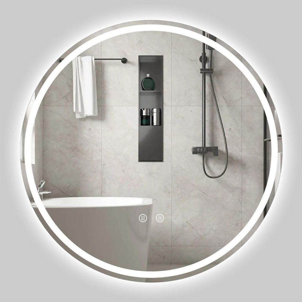 Runder LED-Badezimmerspiegel, Helligkeit einstellbar, Ø 80 cm