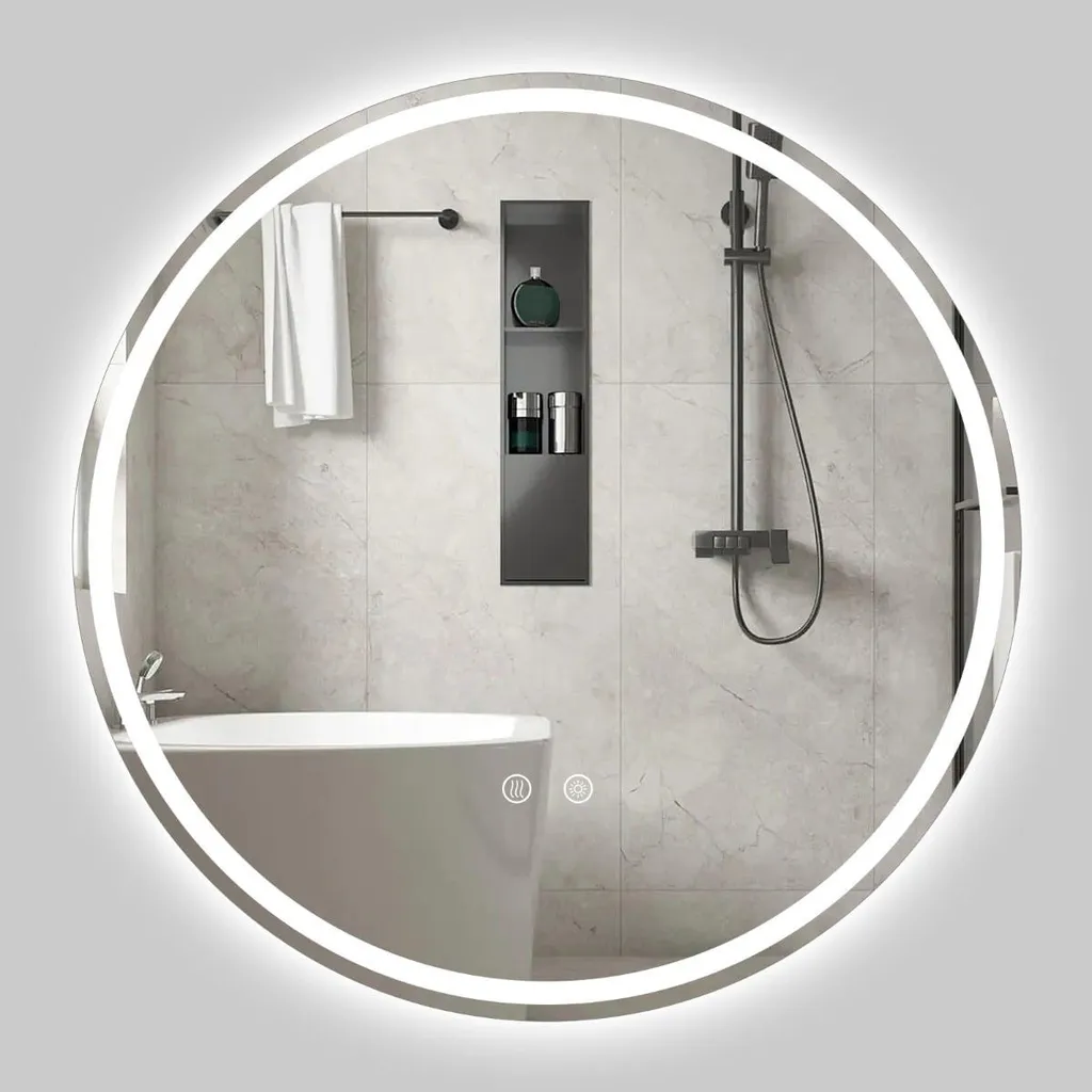 Miroir rond LED 80 cm dimmable avec éclairage tactile haute qualité
