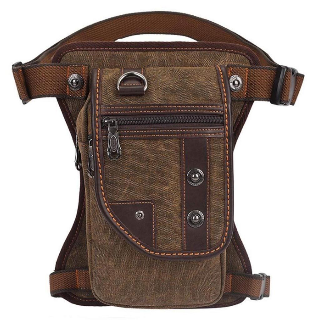 Torba motocyklowa, płótno, brązowa, 15x7x26 cm Zdjęcie produktu 