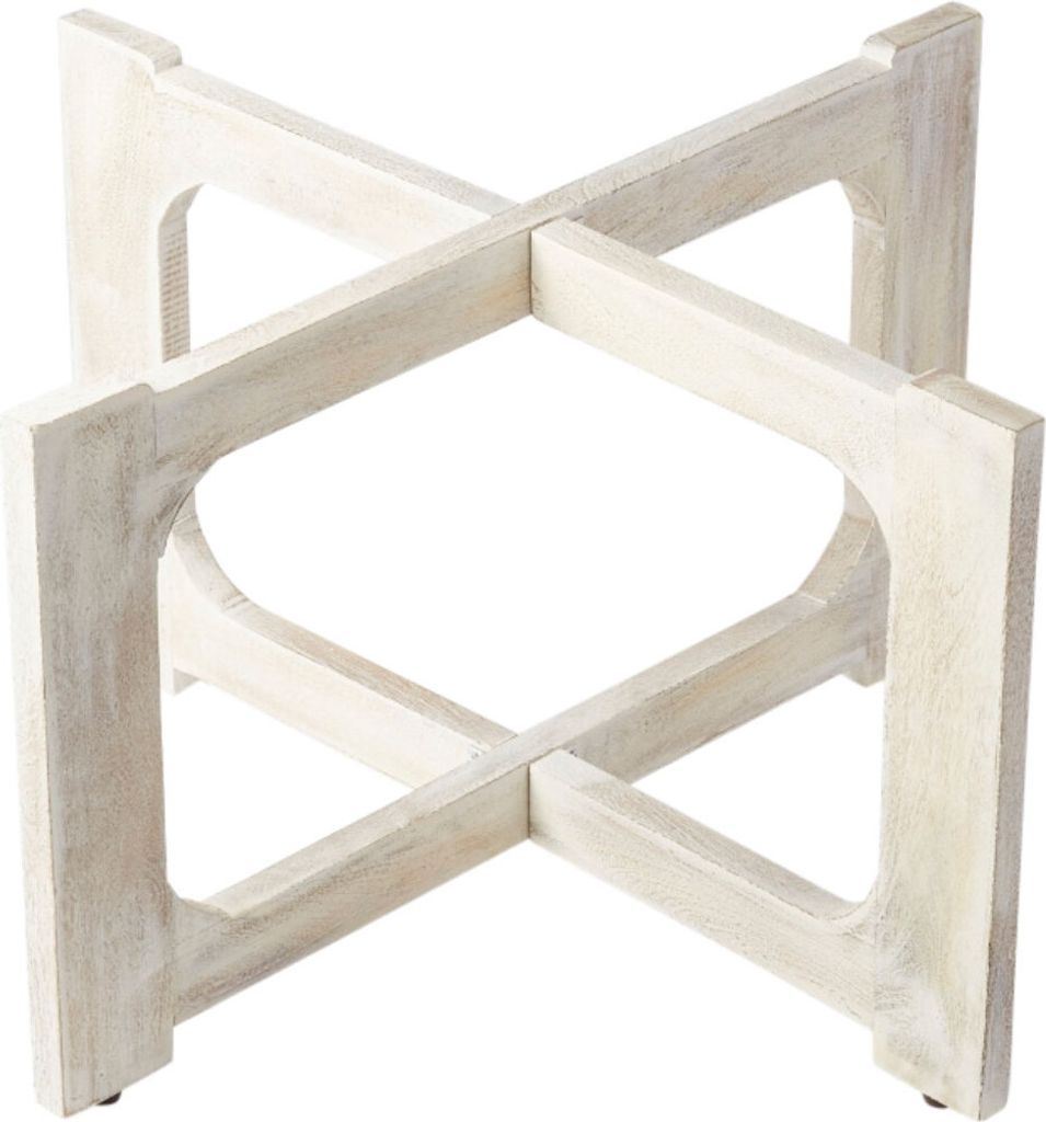 Klapptisch Untergestell Cadiz Weiß 80cm | klappbarer Tablettständer aus massivem Holz | handgefertigtes Untergestell mit Moucharabia Muster | ori...