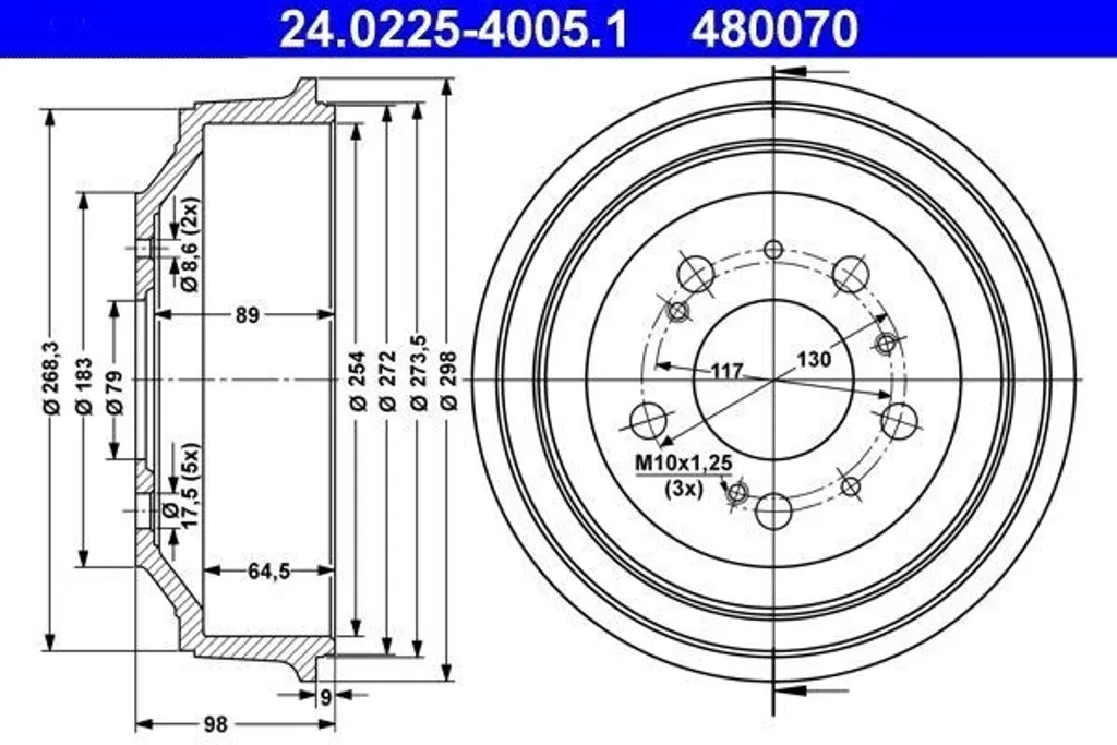 Tambour de frein pour entretien utilitaire Fiat Ducato et Peugeot Boxer