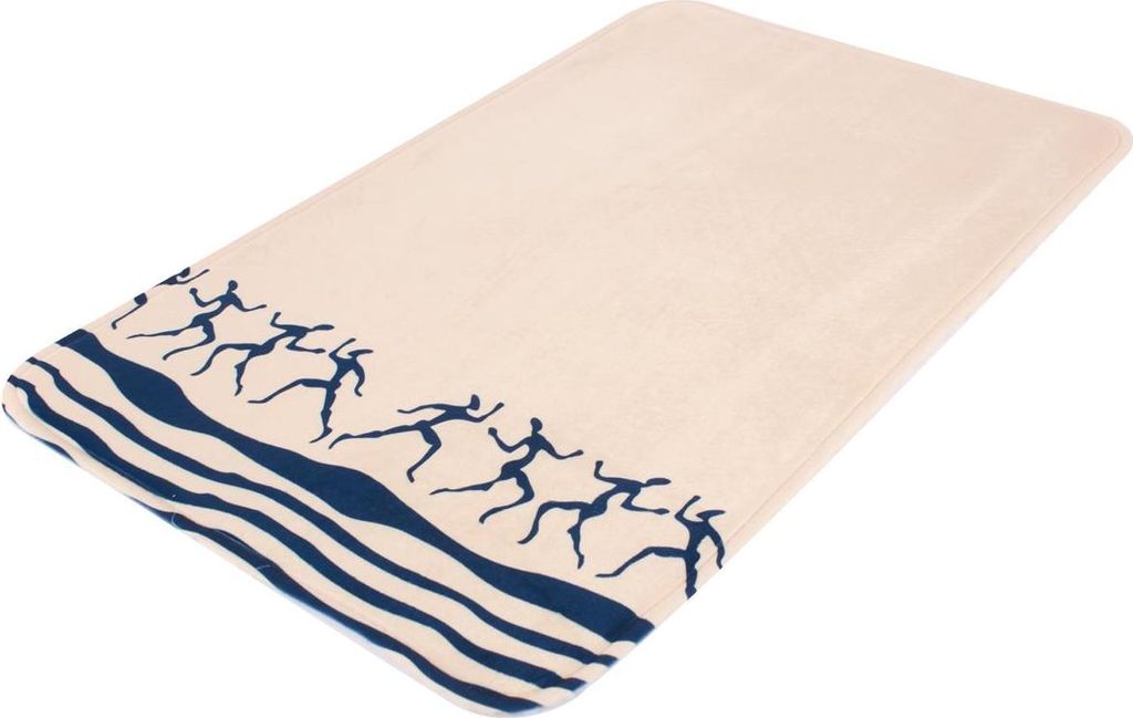 MSV 142038, Beige, Blau, Abbildung, Rechteckig, Mikrofaser, 45 x 75 cm