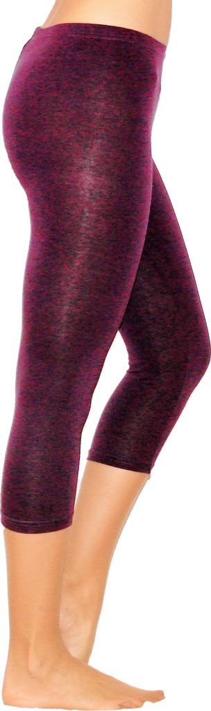 Damen 3/4 Capri Leggings Baumwolle DUNKELLILA XL