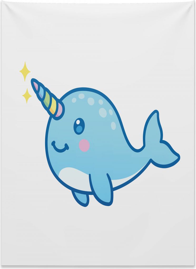 Abakuhaus Narwal Wandteppich, Einhorn des Meeres aus Weiches Mikrofaser Stoff Kein Verblassen Klare Farben Waschbar, 110 x 150 cm, Mehrfarbig