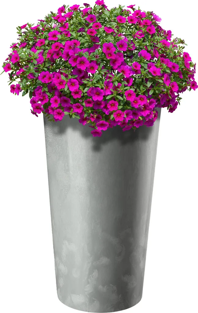 Pot de fleurs 36cm gris léger avec insert - Support fleurs facile à déplacer