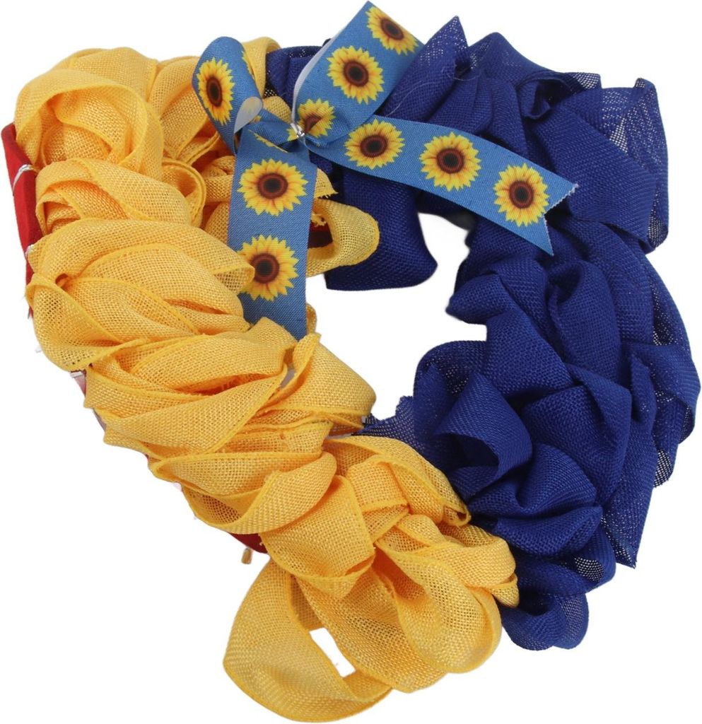 Ukraine Flagge Sonnenblume Haustür Kranz Frühling Nachbildung Bauernhaus Landhaus Ukrainisch für Haus Veranda Partei Nachbildungation