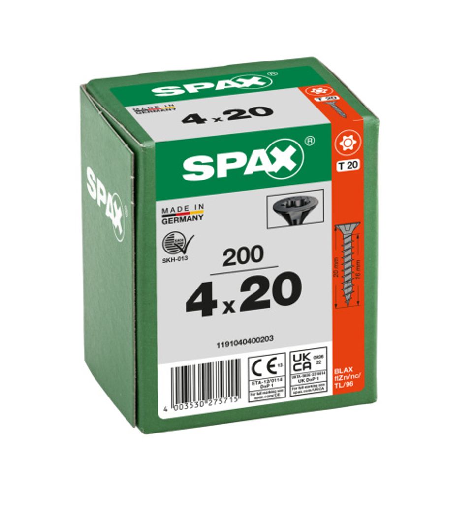 SPAX SeKo T-STAR+ 4,0 x 20 Schwarz verzinkt HP, Produktbild 10