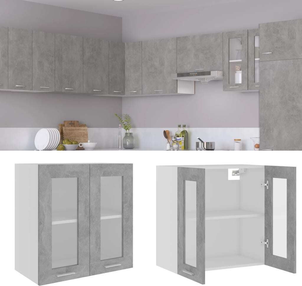 vidaXL Hängeglasschrank Betongrau 60x31x60 cm Holzwerkstoff Produktbild 1