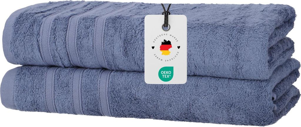 Duschtücher 70x140 cm im 2er Set - 450g/m2, Duschtuch Blau