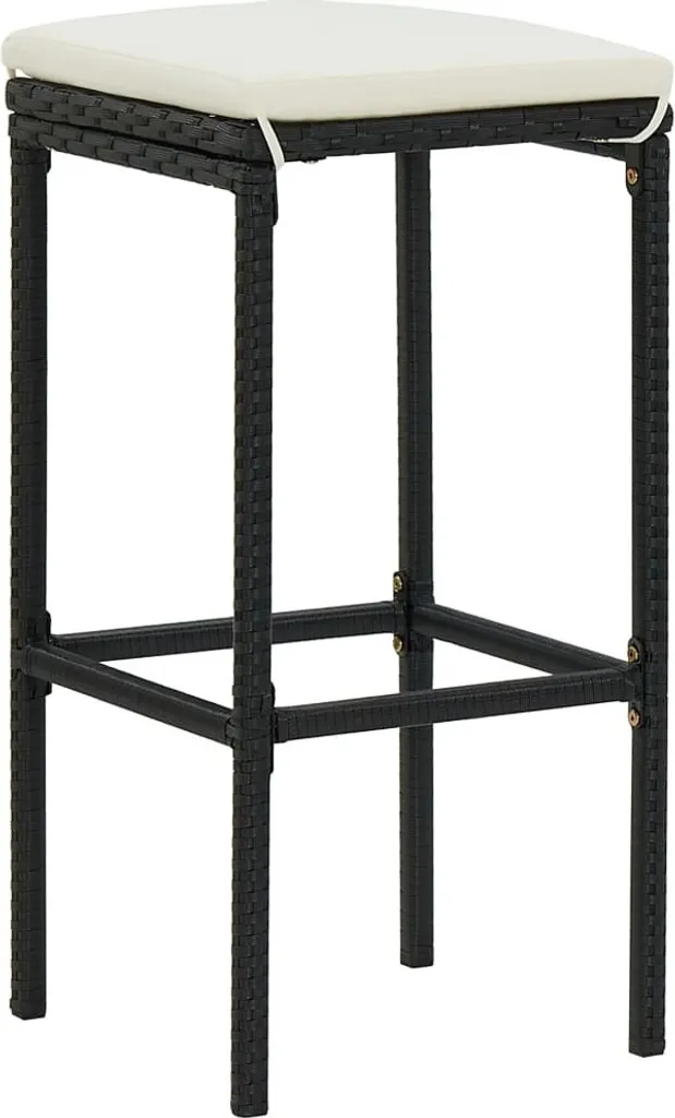 Sgabelli Bar Polirattan Nero 4 Pezzi con Cuscini - Offerta Set Arredo - 2