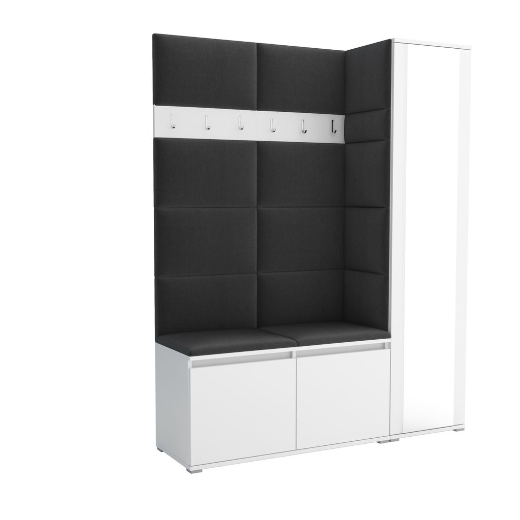 Garderobe LUTON 7 WHITE 16 - Farbe: weiß, moderne Garderobe 40x145x186 cm, funktionelle Lösung für den Flur, Garderobe, Möbel für den Flur,