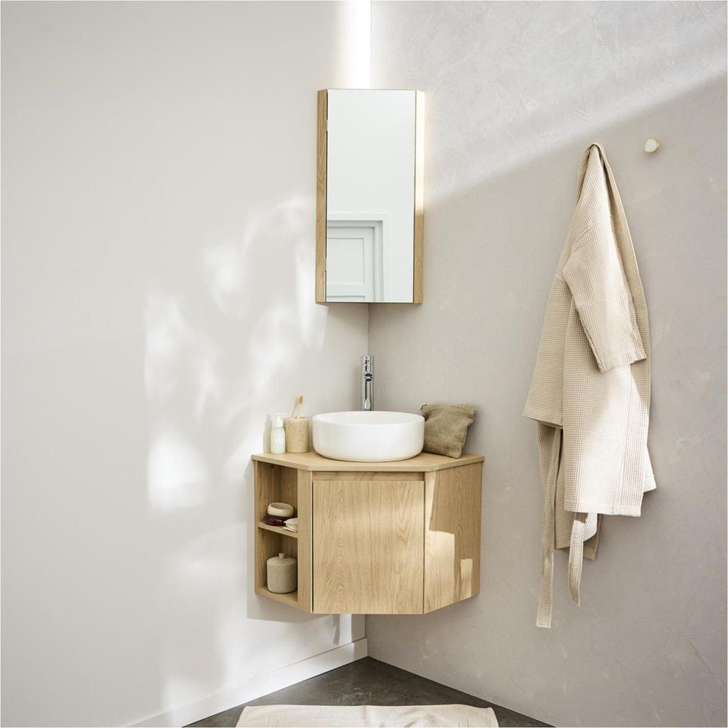 Mobile lavabo angolare + lavabo + rubinetto + mobiletto Immagine del prodotto 