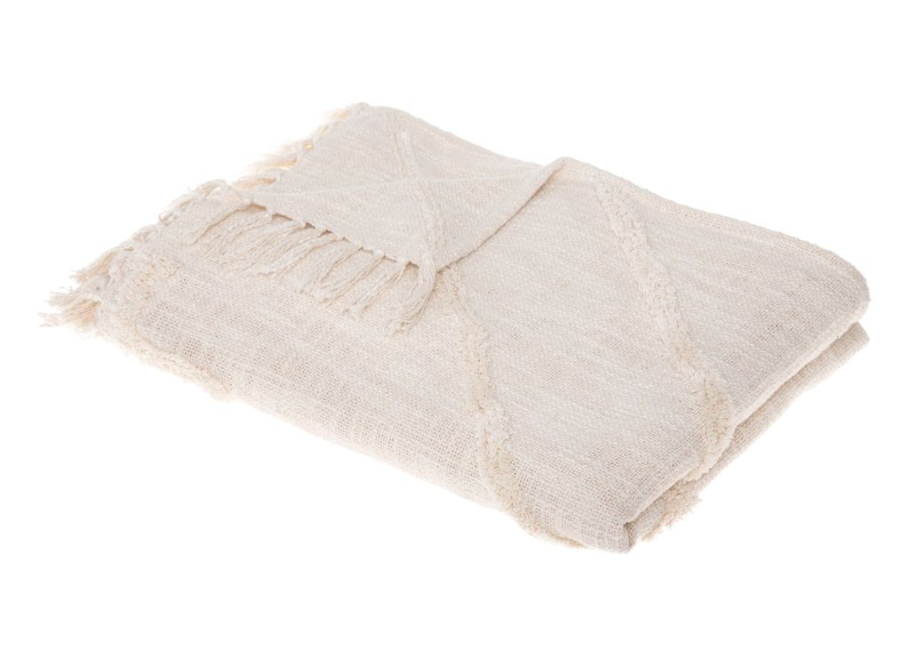 Inca 130x180 cm cremefarbene Tagesdecke