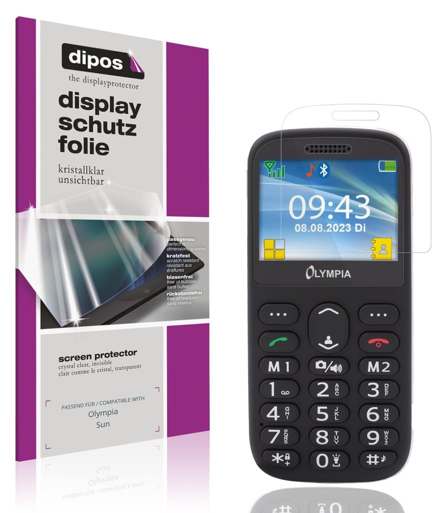 4x Schutzfolie für Olympia Sun klar Displayschutzfolie Folie Display Schutz dipos