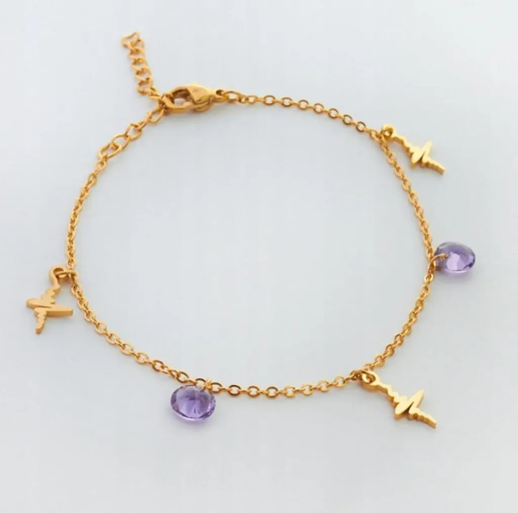 Bracciale Simbolo Vita EKG Oro Zirconi | Regalo Speciale Battito