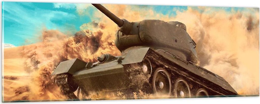 Bilder auf glas - Panzer Poligon Feld - 90x30cm - Glasbilder - Wandbilder - Kunstdruck - zum Aufhängen bereit - Wanddekoration aus Glas - Glas Bil...