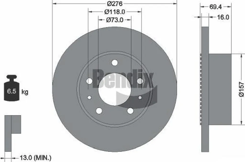 Disque de frein BENDIX haute résistance BDS1465 compatible Daily 2994036