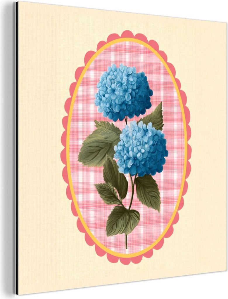 MuchoWow Wanddekoration Metall Metallbild Wandkunst 20x20 cm Blumen - Blau - Liste - Blätter MuchoWow Aluminium Gemälde - Alu Dibond Bilder