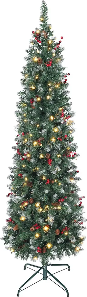 Arbre de Noël 2m gain de place avec LED intégrées pour grand salon