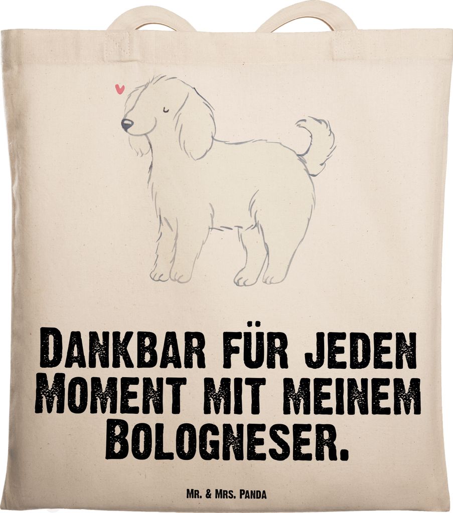 Mr. & Mrs. Panda Shopping Tasche Bologneser Moment - Transparent - Geschenk, dokumententasche, Tragetasche, Tote Bag, Laptoptasche
