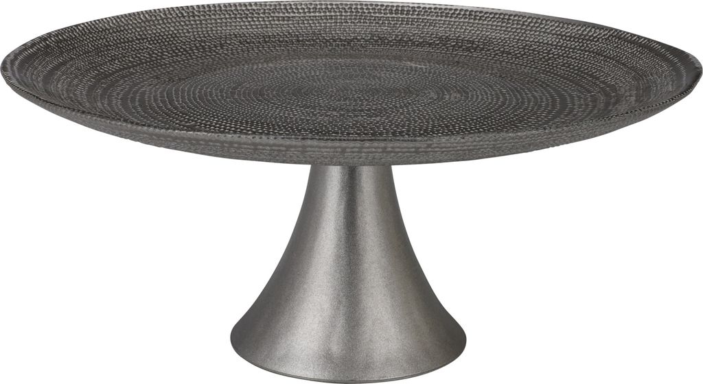Excellent Houseware Tortenständer, Glas/Metall, 28x13 cm, Silber