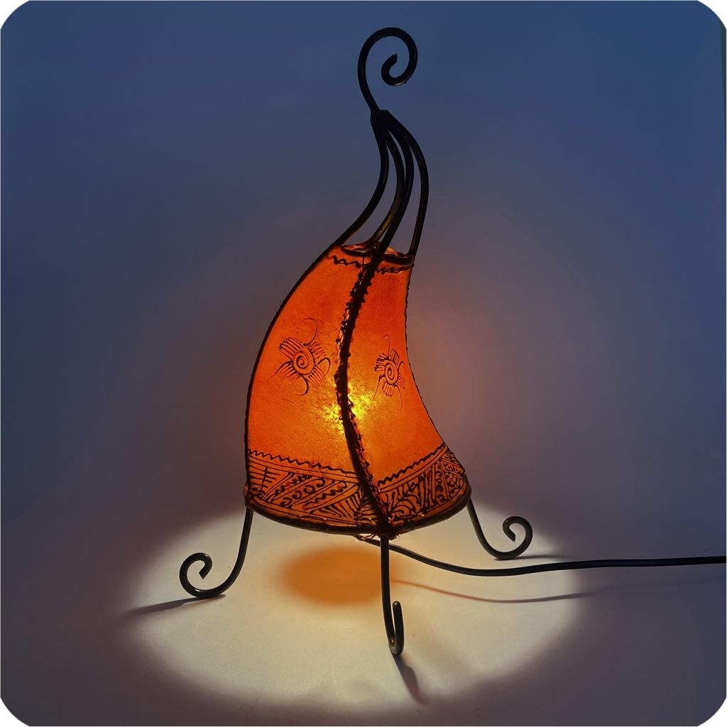 Lampe orientale Lampe henné marocain en cuir Lampe de table Image du produit 
