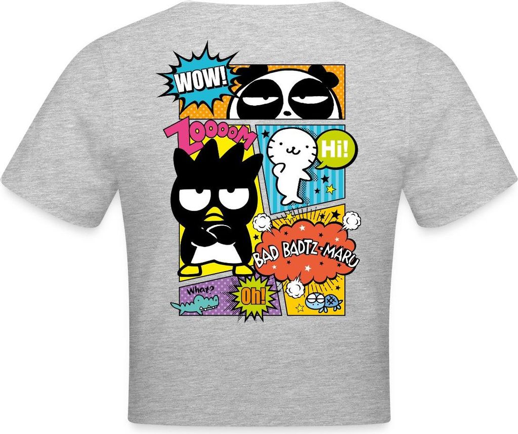 Spreadshirt Bad Badtz-Maru Mit Freunden Im Comic Stil Crop Top, M, Grau meliert