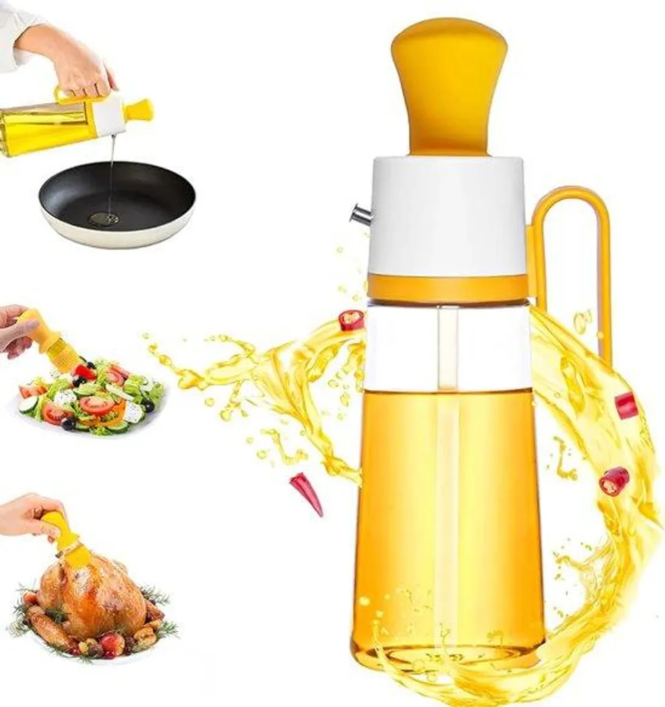Distributeur d'huile 3 en 1 avec pinceau doseur cuisine et grillades