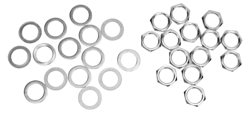 G3/8 Innengewindemuttern-Unterlegscheiben-Set Instrumentenbuchsen-Befestigungsteile für E-Gitarre, Bass, Silber