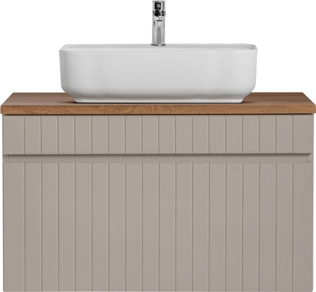 Waschtisch Unterschrank 80 cm Waschbecken Keramik IRAKLIO-56-CASHMERE Kaschmir Eiche Nb. B/H/T ca. 80,4/62,5/46 cm