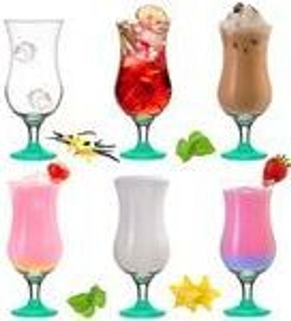 PLATINUX Cocktailgläser 400ml (max. 470ml) aus Glas Set 6-Teilig Longdrinkgläser Partygläser Hurricanegläser Groß Blau